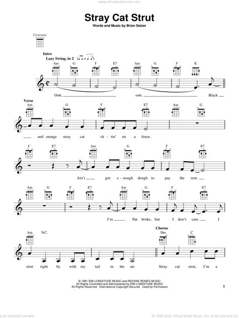 Cats Stray Cat Strut Sheet Music For Ukulele Pdf