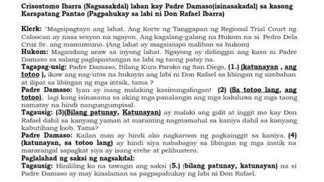 Gagawin Ko Brainliest Ang Makakasagot Mock Trial Script Nole Me Tangere