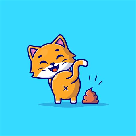 Cute Cat Poop Cartoon Vector Icon Illustration Animal Nature Icon