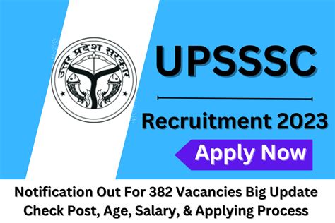 UPSSSC Recruitment 2023 Notification Out For 382 Vacancies Big Update