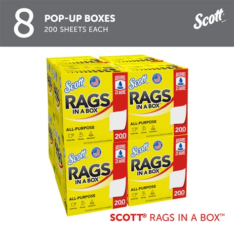 Scott Rags In A Box 75260 All Purpose Towels 9 X12 Sheets Pop