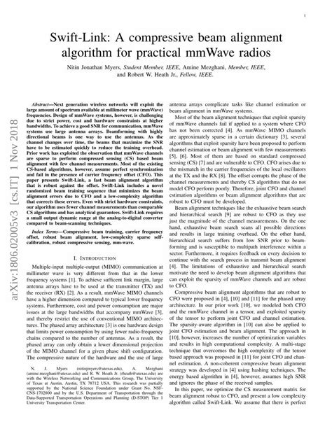 Pdf Swift Link A Compressive Beam Alignment Algorithm For