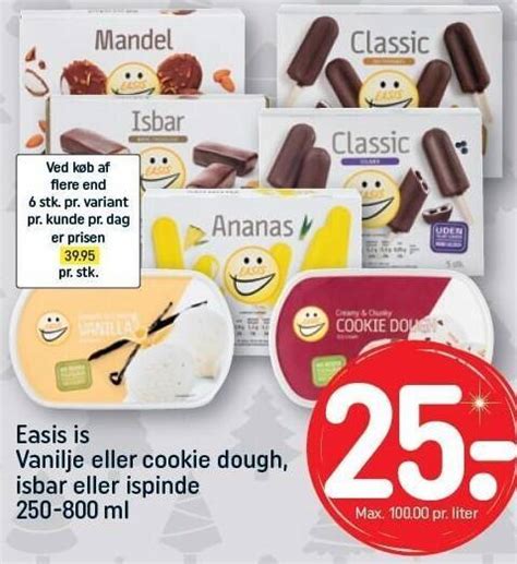 Easis Is Vanilje Eller Cookie Dough Isbar Eller Ispinde Tilbud Hos