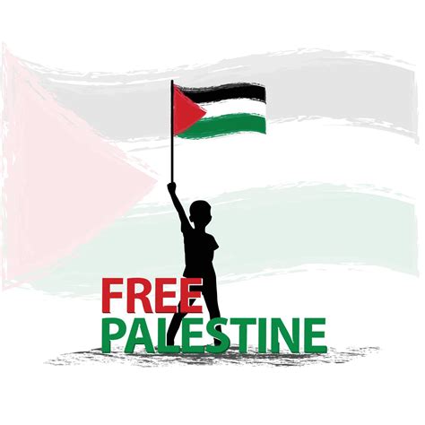 Free Palestine the boy stand with flag Vector illustration background