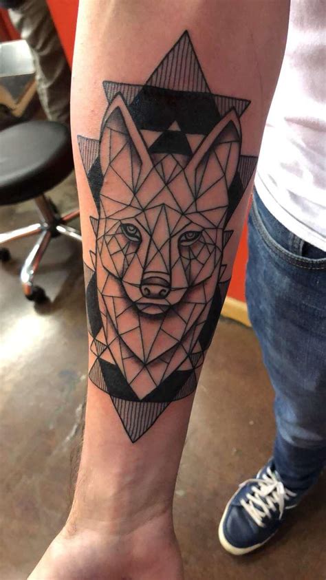 My first tattoo. Geometric Wolf by Mike Diamond from Sacred Diamond ...