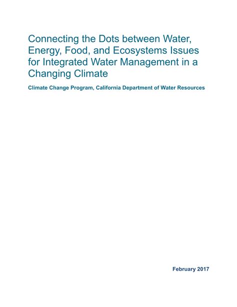 Connecting The Dots Between Water Energy Food And Ecosystems Issues