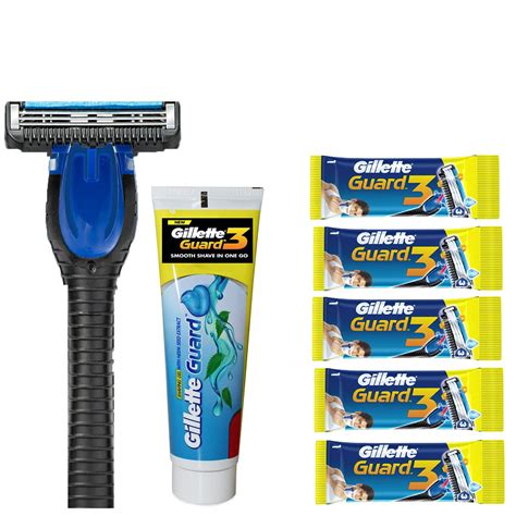 GILLETTE Guard 3 Blade shaving razor+5 Cartridge+Gel : Amazon.in ...