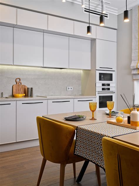 Дизайн-проект «Светлая кухня с лимонным акцентом», дизайнер: Наталья ...