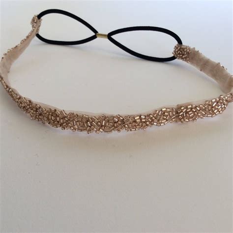 Nude Headband Flapper 1920s Blush Art Deco Headpiece Beaded Etsy