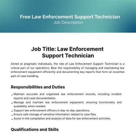 Free Law Enforcement Support Technician Job Description Template Edit Online And Download