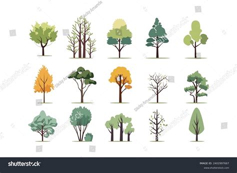 vector tree simple collection set stock vector royalty