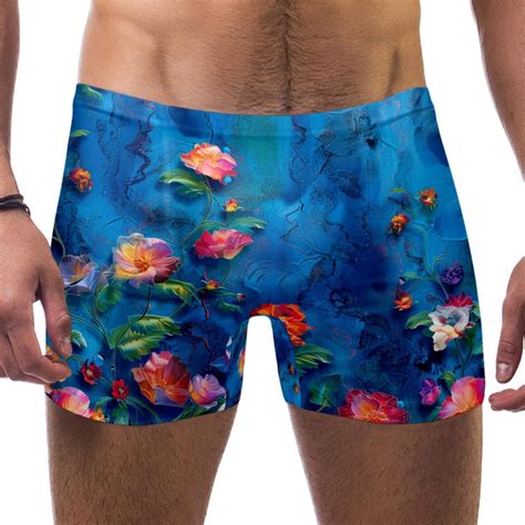 Swim Jammers For Men Mens Swim Jammers Oil Painting Colored Floral