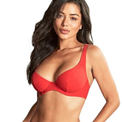 Plavky Vrchn D L Panache Swim Rossa Billie Wired Triangle Plunge Bikini Rossa Red Caresse