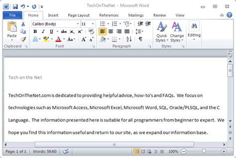 MS Word 2010: Double space text