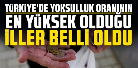 Türkiye de yoksulluk oranının en yüksek olduğu iller belli oldu