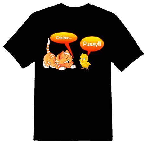 Chicken Pussy Humor Funny Black Or White Tee Etsy