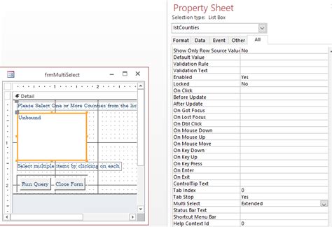 Vba Listbox Multiselect In Ms Access Stack Overflow