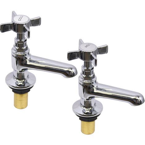 Traditional Bathroom Twin Hot Cold Basin Sink Taps Cross Handle Vintage Faucets