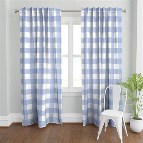 Buffalo Check Curtain Panel Blue Buffalo Check By Weenkcreative Blue