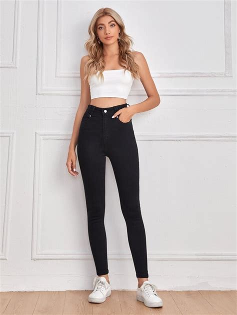 Shein Essnce Jeans Ajustados De Talle Alto Moda De Mujer Shein M Xico