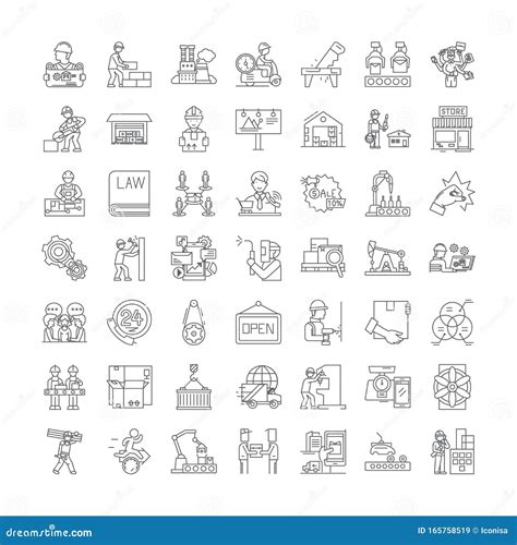 Business Proccess Linear Icons Signs Symbols Vector Line Illustration