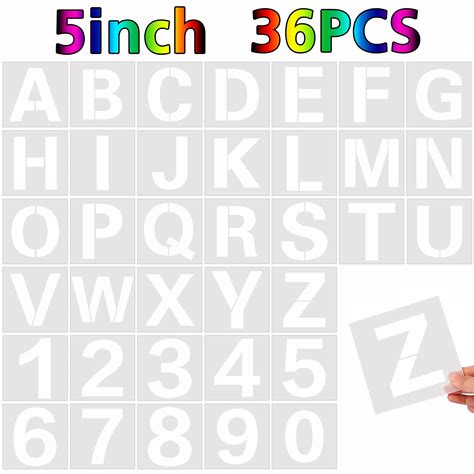 Buy 36 Pcs Large Alphabet Letter Stencils And Number Stencils Reusable