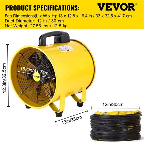 Vevor Utility Blower Fan Inches W Cfm High Velocity