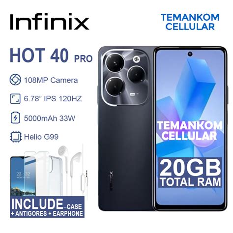 Jual Infinix Hot 40 Pro NFC 21GB RAM 12 256 12GB 8GB Extended RAM 256GB Garansi RESMI Shopee