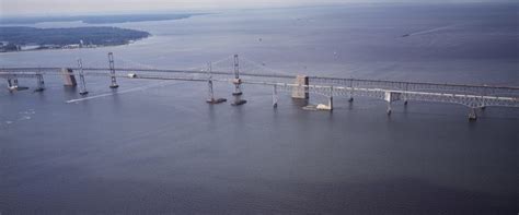 Aerial view of the Chesapeake Bay Bridge, connecting Annapolis with