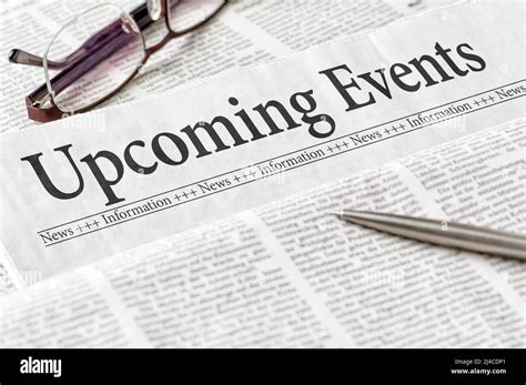 A newspaper with the headline Upcoming events Stock Photo - Alamy