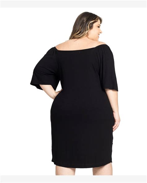 Riachuelo Vestido Plus Size De Ribana Secret Glam Preto