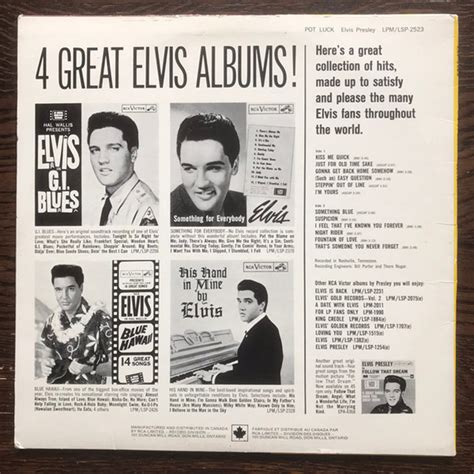 Elvis Presley Pot Luck Vinyl Pursuit Inc