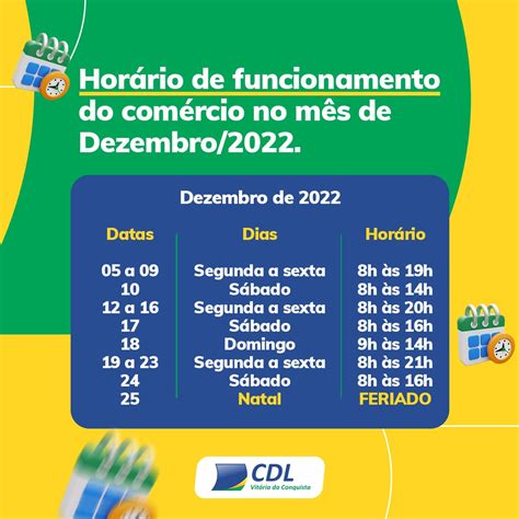 A Câmara de Dirigentes Lojistas informa horário de funcionamento do