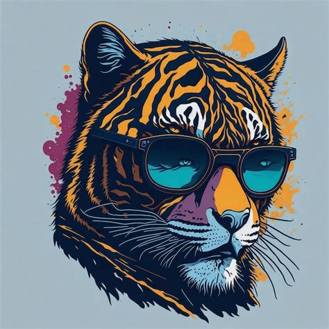 Premium Ai Image Tiger With Sunglasses T Shirt Design Vector