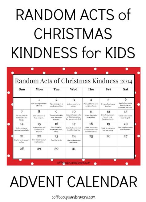 Random acts of christmas kindness printable advent calendar – Artofit