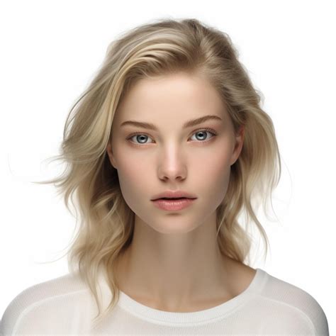 Portrait En Studio D une Jeune Blonde Aux Yeux Bleus Et à La Peau Claire Photo Premium