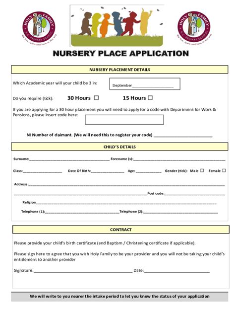 Fillable Online Nursery Admissions Form Churchtown Fax Email Print Pdffiller