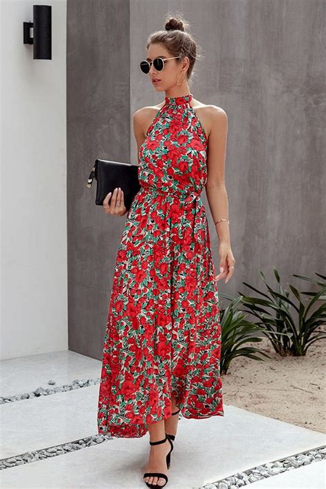 Wrap Front Maxi Dress With Off The Shoulder And Halter Maxi Kleider