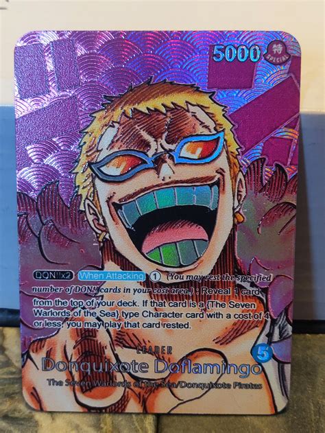 One Piece Donquixote Doflamingo OP01 Full Art Borderless Leader Card