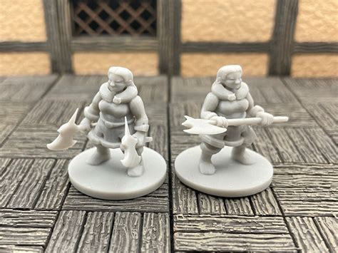 Dwarf Female Barbarians Tabletop Rpg Mz4250 3d Printed Miniatures 28mm Scale Etsy