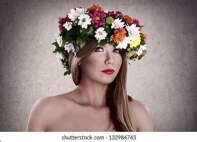 Naked Sensual Woman Flower Wreath Stock Photo Shutterstock
