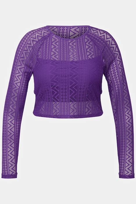 Bikini Top Softcups Spitze Rundhals Langarm Violett Happy Size