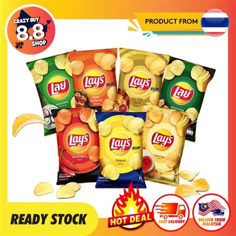 Thailand Lays Potato Chips G G Assorted Flavours Salted Egg Bbq Original Hot Chili