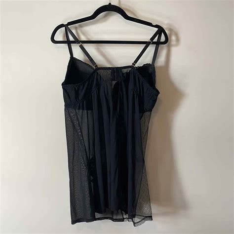 Cacique Black Lace Nightie Lingerie 18 20 Gem