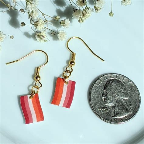 Tiny Lesbian Pride Flag Drop Earrings Pride Earrings Gay Etsy