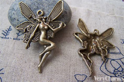 Antique Bronze Naked Fairy Charms Pendants 29x43mm Set Of 10 A685 Etsy