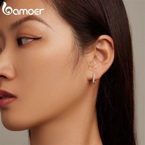 Buy BAMOER 925 Sterling Silver Simple Square Ear Buckles Starry Star