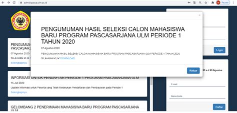 Pengumuman Hasil Seleksi Calon Mahasiswa Baru Program Pascasarjana Ulm Periode 1 Tahun 2020