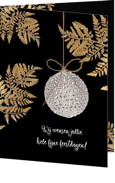 Kerstkaart Goud En Foto Kerstbal Kaartje Nl