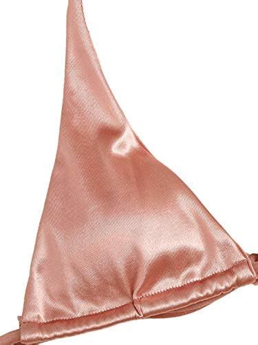Amazon Soly Hux Women S Sexy Metallic Halter Top Swimsuit Tie Side Triangle Bikini Pink